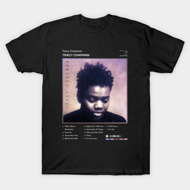 Tracy Chapman - Tracy Chapman Tracklist Album T-Shirt by 80sRetro